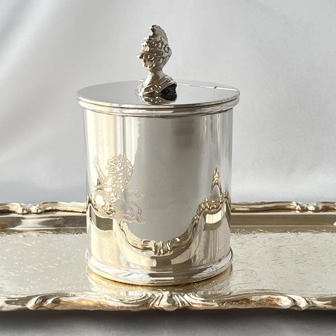 【E H Parkin & Co】騎士のティーキャディー【シルバープレート】