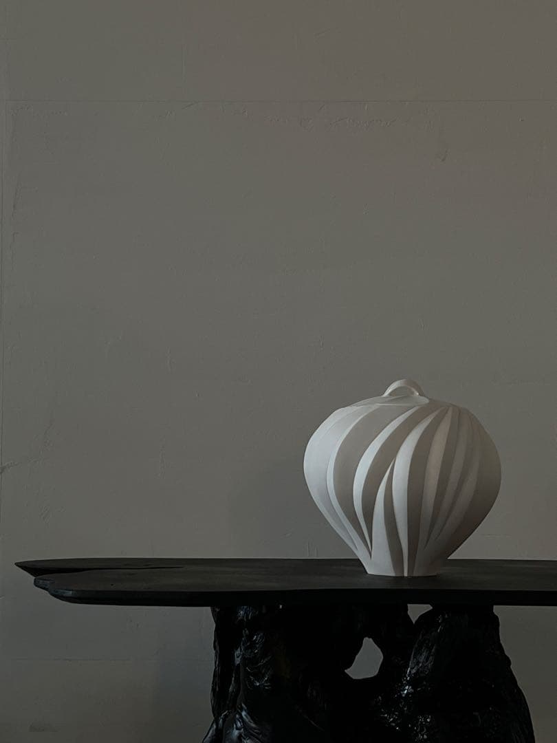 高橋奈己 『 白磁水指 』H.185 x W.200mm ／茶道具 人気陶芸家