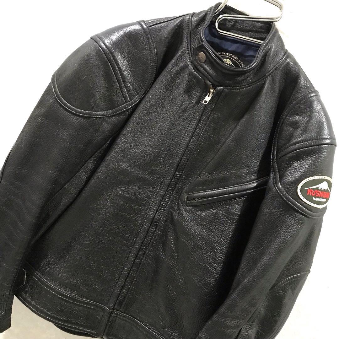 KUSHITANI クシタニ 牛革 レザージャケット シングルライダース 黒 L