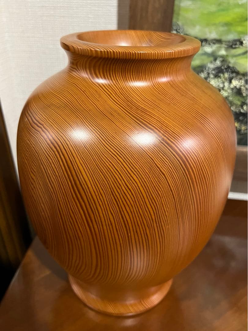 屋久杉　壺　花入　骨董品　岳南英世作　土埋木製 屋久杉加工協同組合
