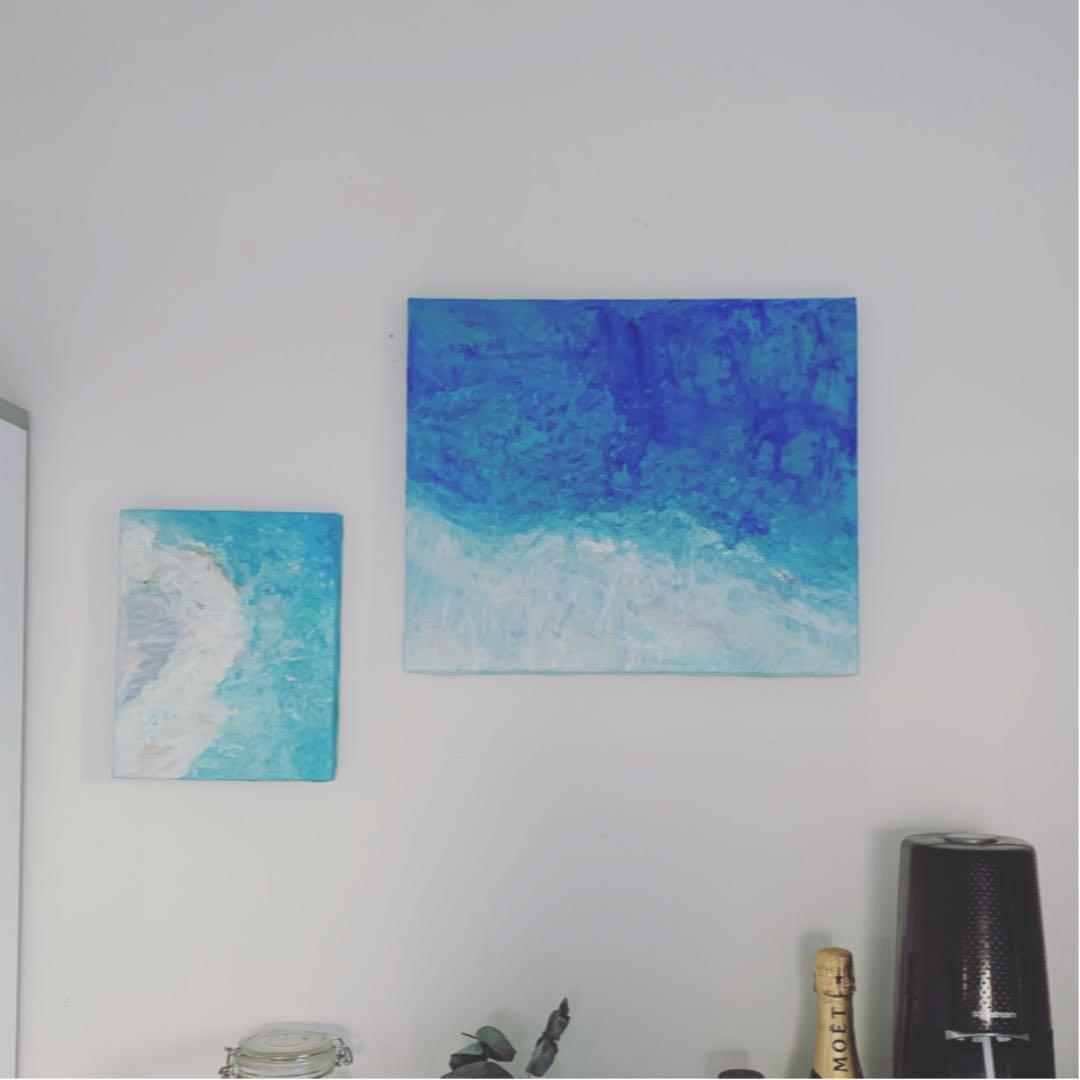 絵　キャンパス　油絵　ハワイ　海の絵　アート　インテリア　ギフト　IKEA