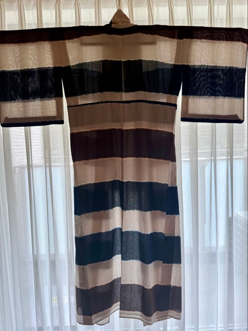 誉田屋源兵衛　ボーダー柄ゆかた　仕立て上がり（夏着物としても）