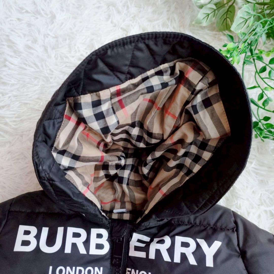 バーバリー ベビー ジャンプスーツ スノーウェア ロゴプリント 黒 80cm