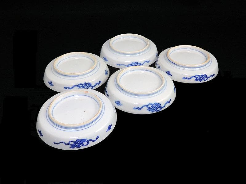 古伊万里　金襴手　花鳥紋に花籠の図　縁高４寸皿　５枚　E128AS-BUy