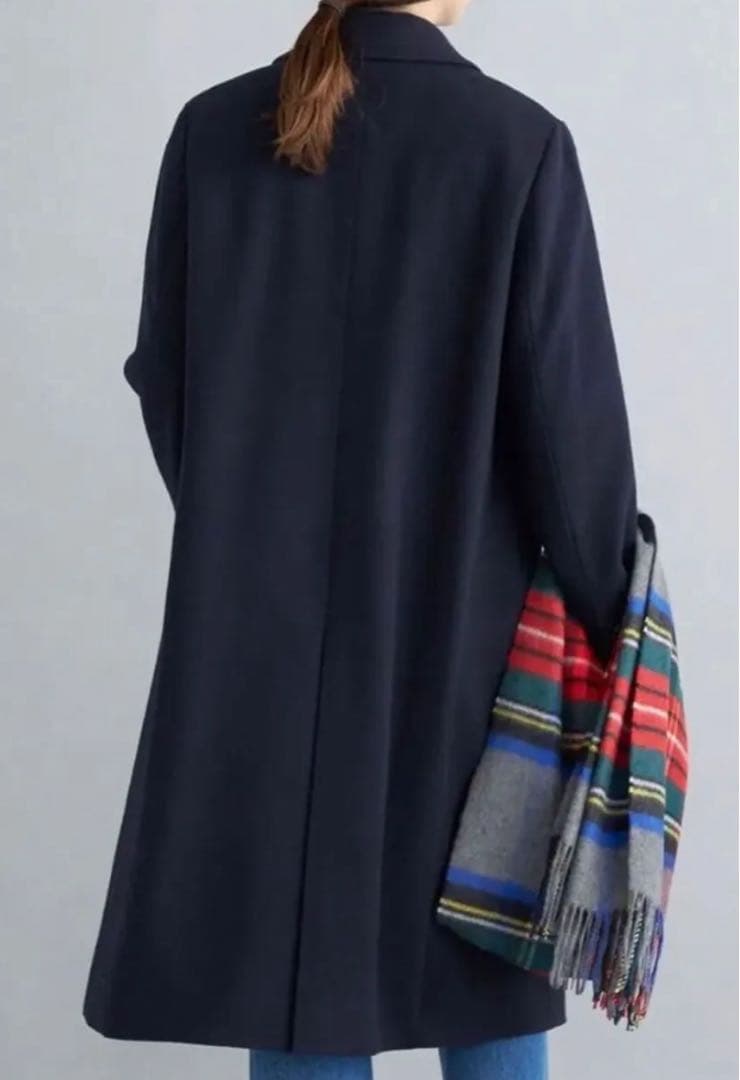 ネイビー チェスターコート シングルボタン