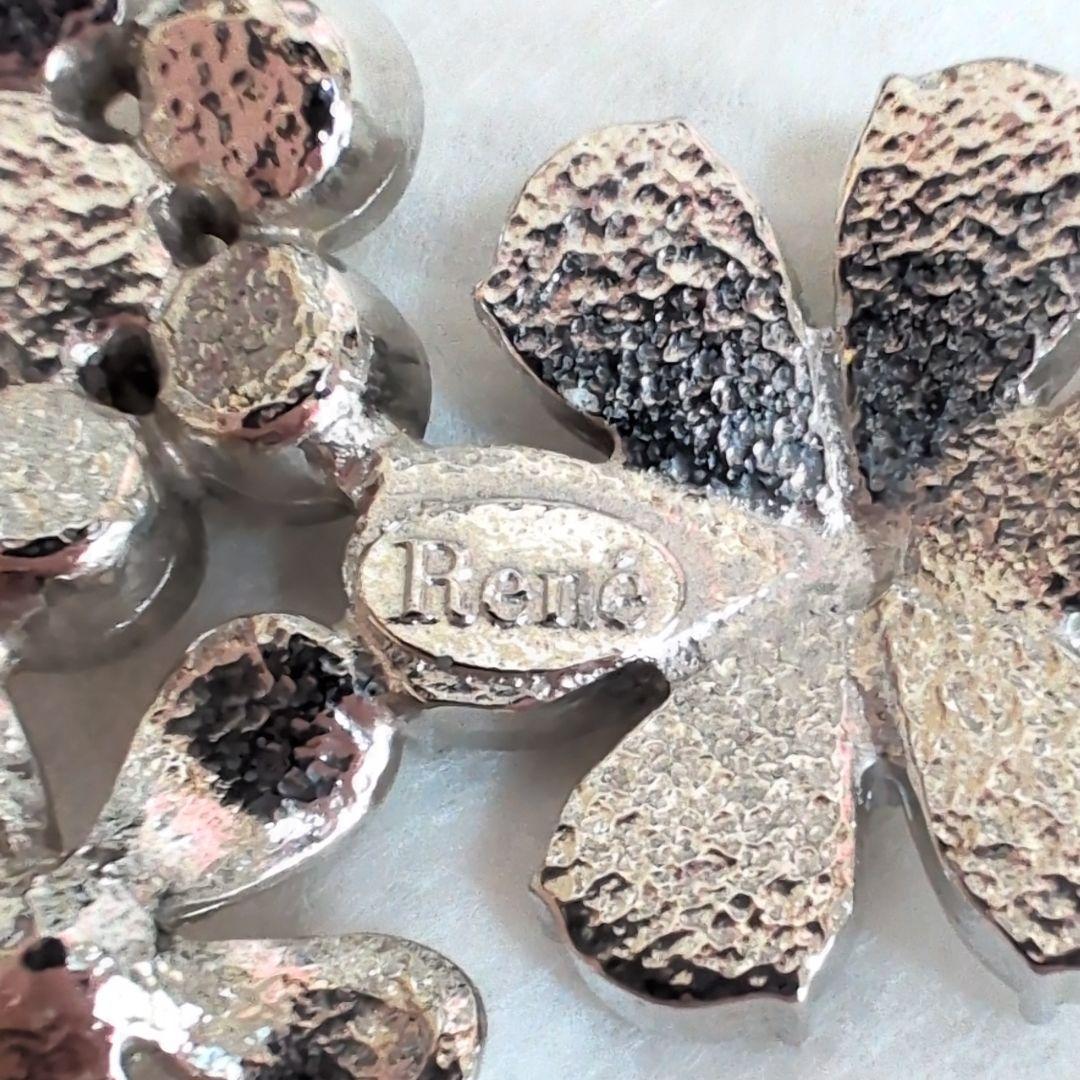 未使用級✨ルネ クリスタルフラワーブローチ パール ビジュー パール シルバー