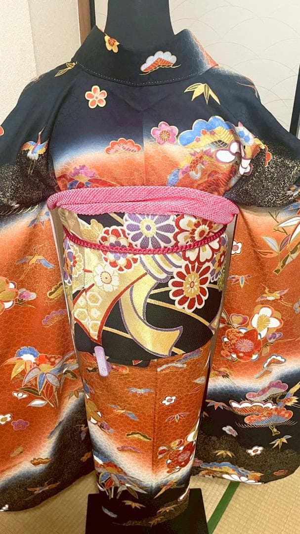 正絹振袖フルセット　成人式6点セット　古典柄