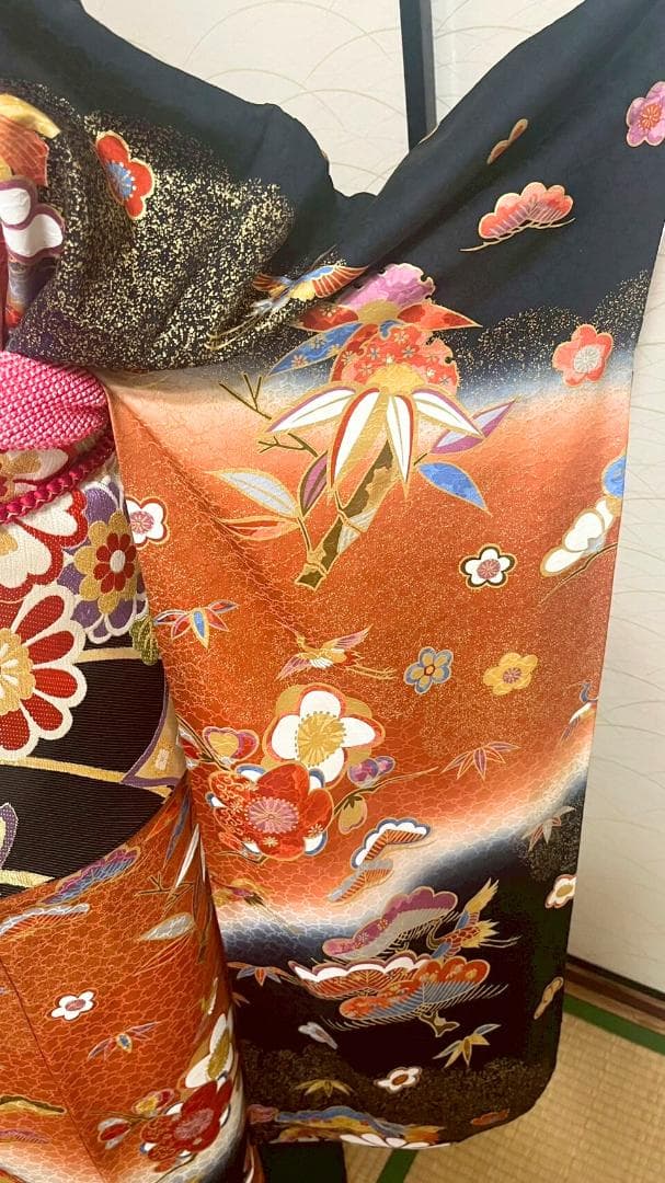 正絹振袖フルセット　成人式6点セット　古典柄