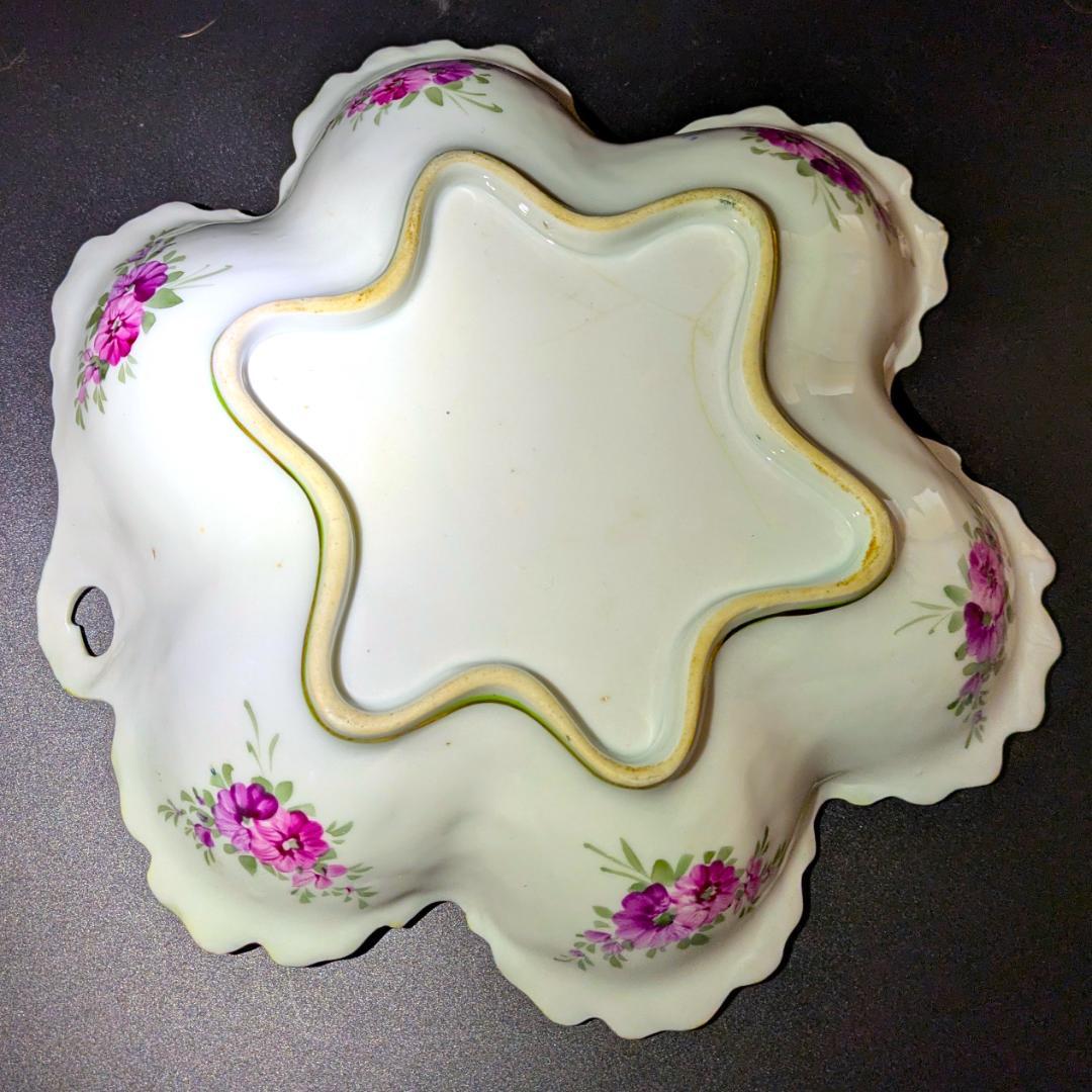 迫力のヘキサグラム★大皿★里帰り★金彩金盛上薔薇紋様持手六芒星大皿 25㎝