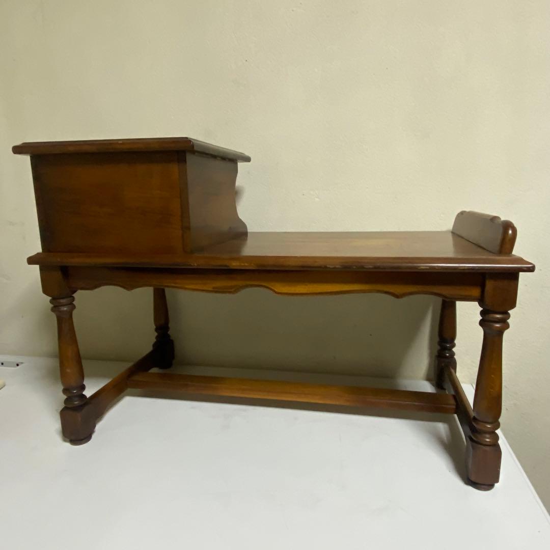 保管品 オールドカリモク サイドテーブル 電話台 コロニアル カタカナロゴ 花台