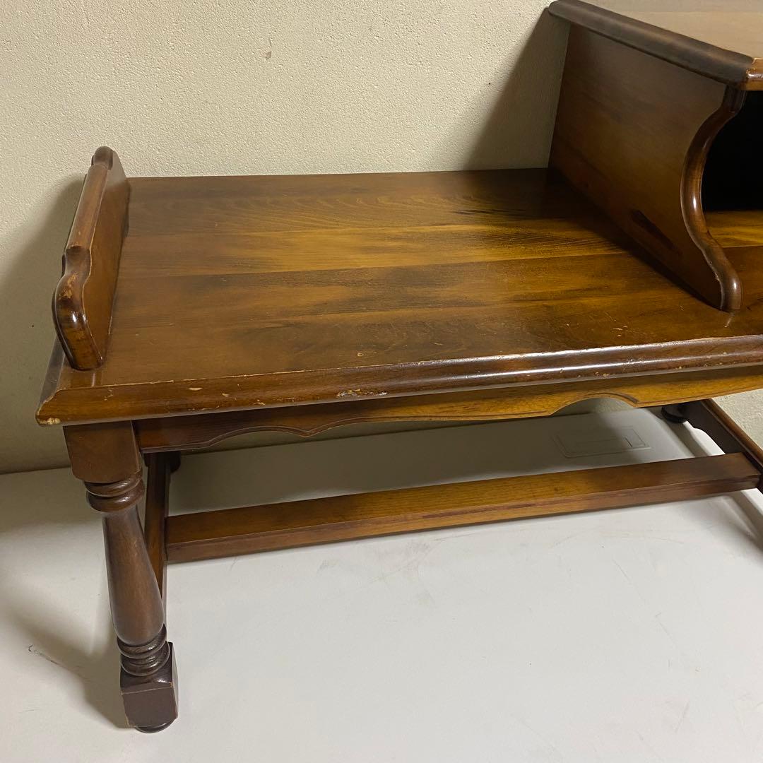 保管品 オールドカリモク サイドテーブル 電話台 コロニアル カタカナロゴ 花台