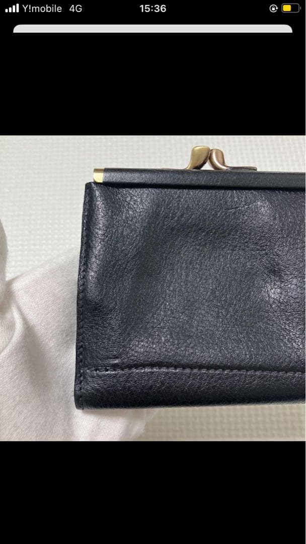 未使用　限定品　IL BISONTE レザーがま口三つ折り財布　ハートロゴ　黒