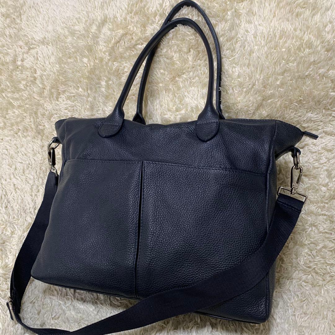 Pyloot×バーニーズNY 本革2WAYビジネスバッグ ネイビー