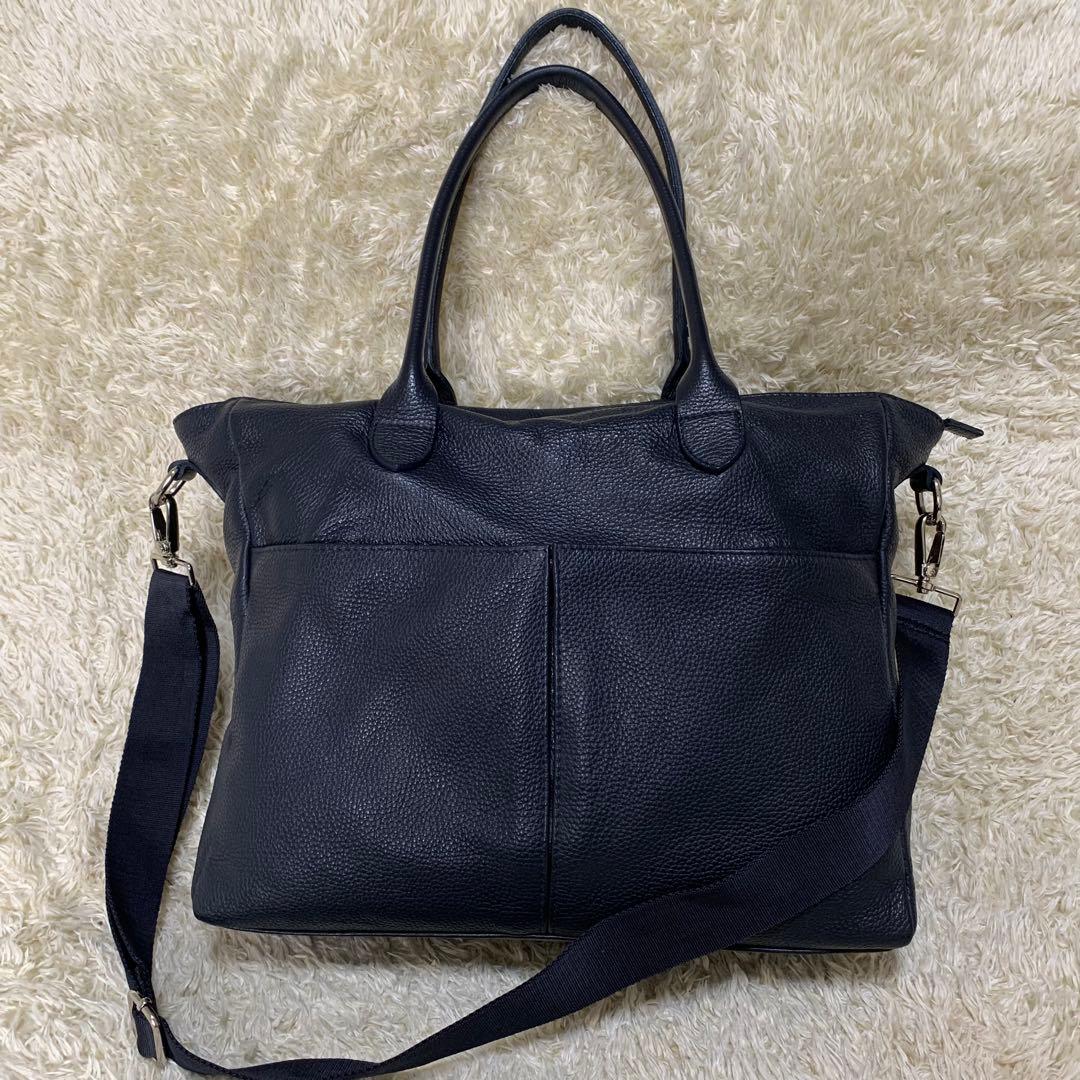 Pyloot×バーニーズNY 本革2WAYビジネスバッグ ネイビー