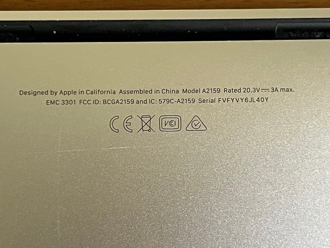 MacBook本体 MacBook Pro Retina 13 A2159