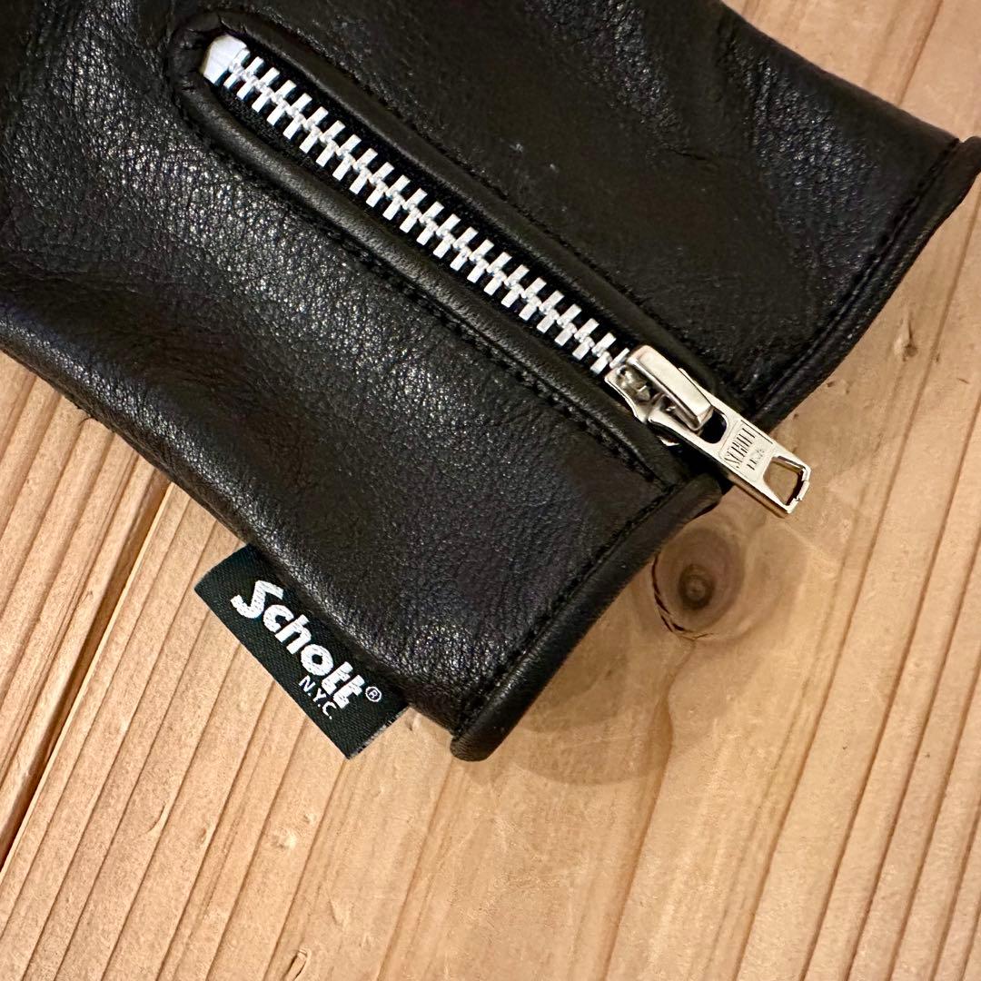 未使用品★Schott（ショット）ジップレザーグローブ（M）