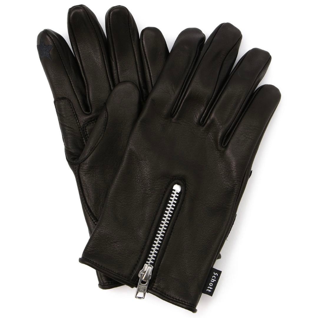 未使用品★Schott（ショット）ジップレザーグローブ（M）