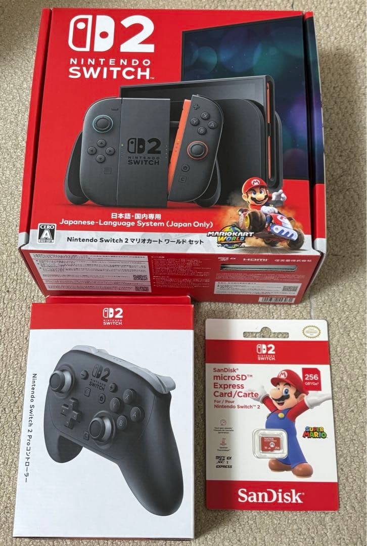 Nintendo Switch 2 マリオカートワールドセット、プロコン、SD付