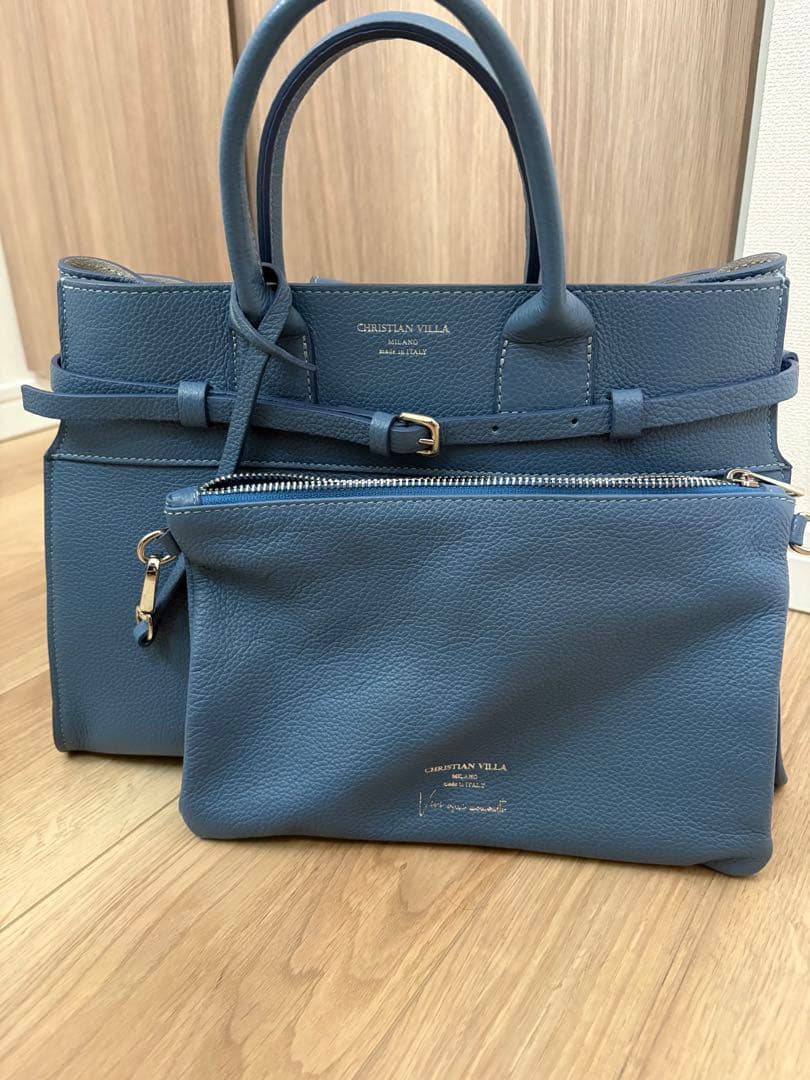 CHRISTIAN VILLA ブルー トートバッグ