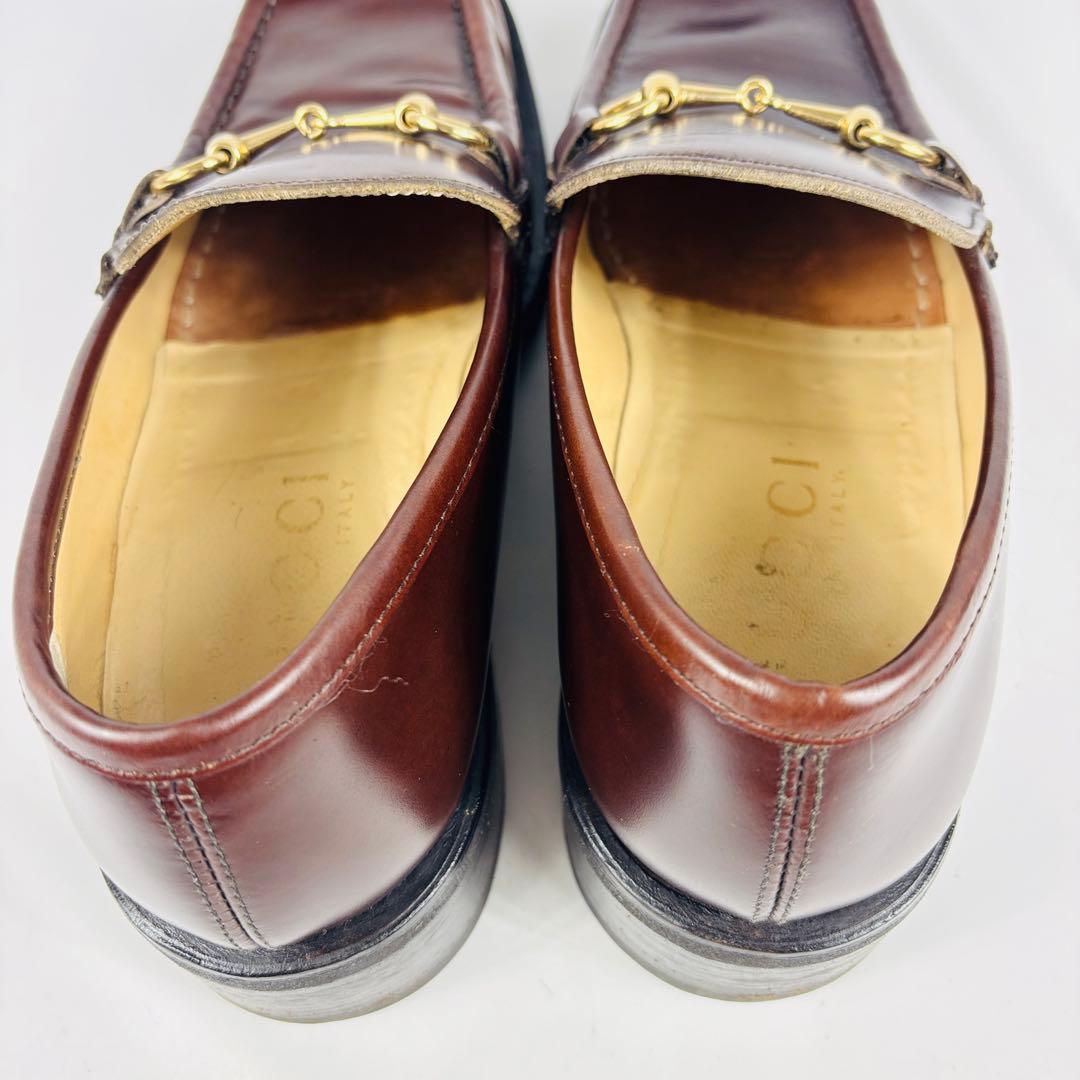 美品 GUCCI グッチ 　ホースビット レザー ローファー 　ダークブラウン