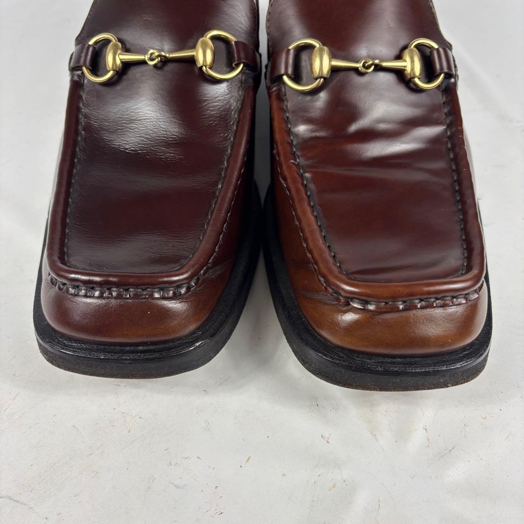 美品 GUCCI グッチ 　ホースビット レザー ローファー 　ダークブラウン