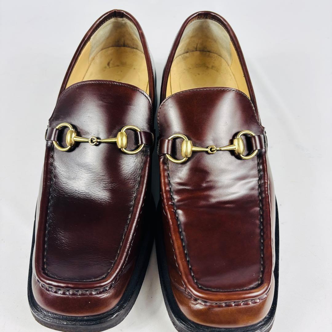 美品 GUCCI グッチ 　ホースビット レザー ローファー 　ダークブラウン