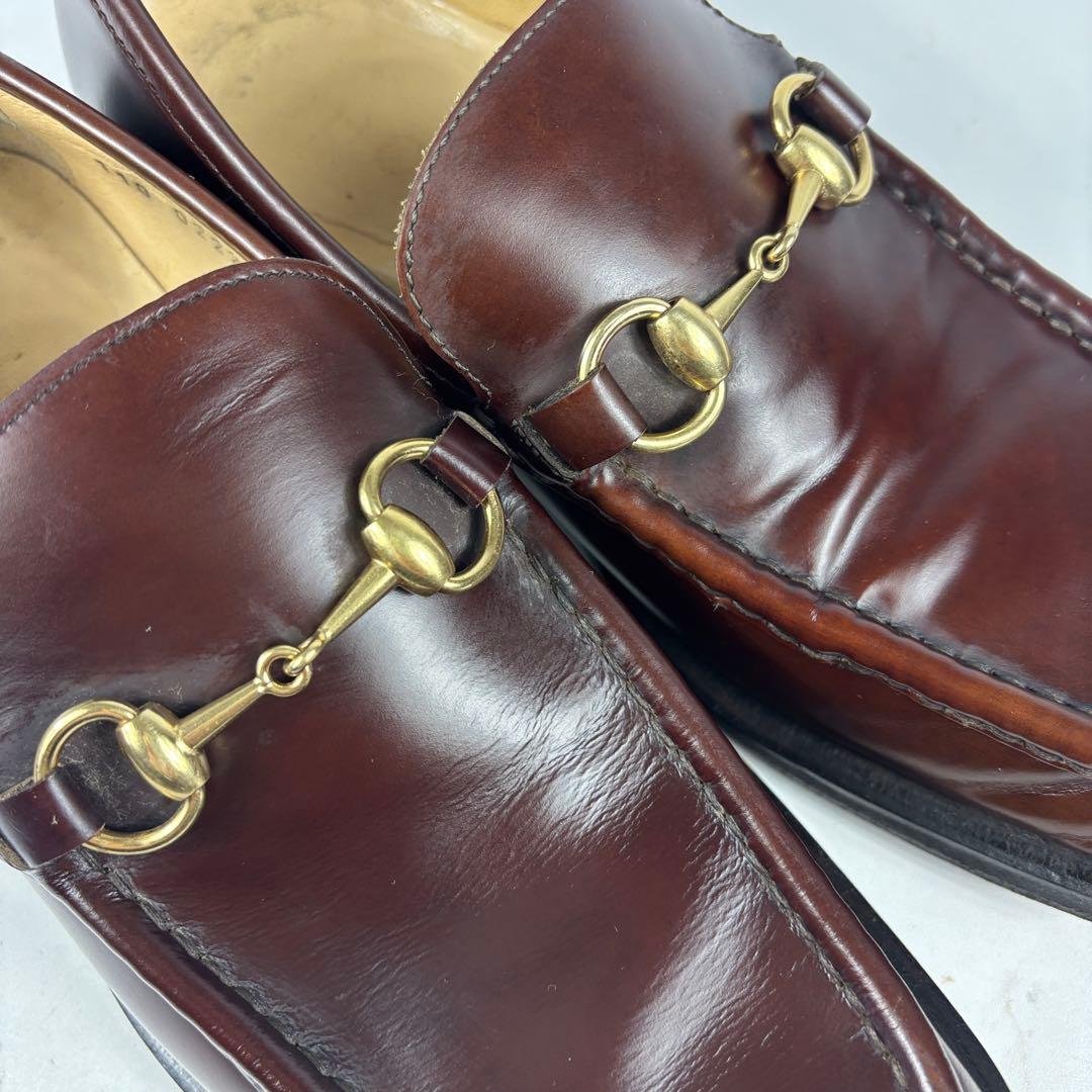 美品 GUCCI グッチ 　ホースビット レザー ローファー 　ダークブラウン