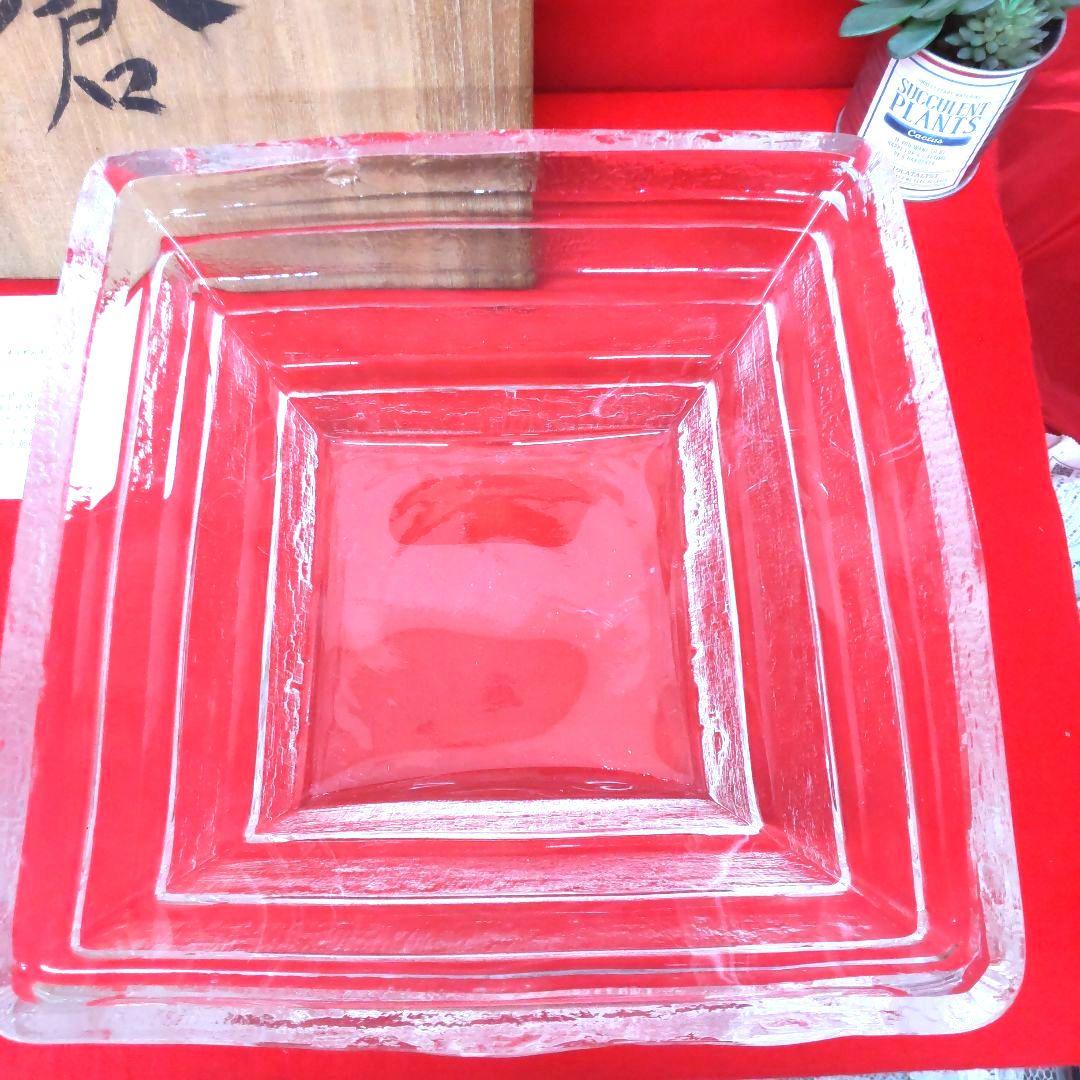 各務満☆　校倉　四角鉢　クリスタル