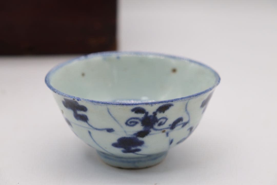 中国　清時代中期　染付湯呑み7点　中国茶器　木箱入　送料込み0515