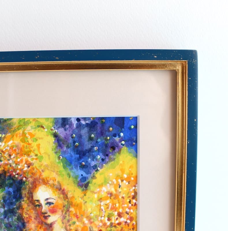 「祈り」水彩画 原画 額付き F0 天使の絵 Angel