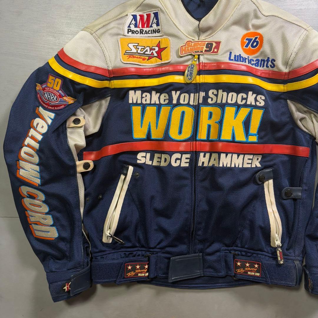 YELLOW CORN ライダースジャケット　メッシュ　スレッジハマー　XL