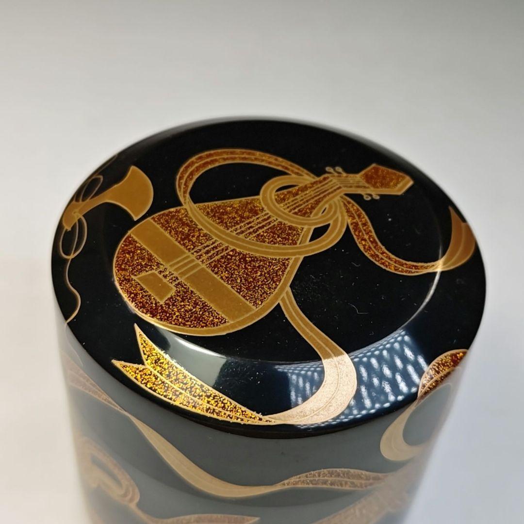 イ420 棗『漆専堂　岡本漆園作』『金梨地楽器蒔絵　棗　共箱』茶道具