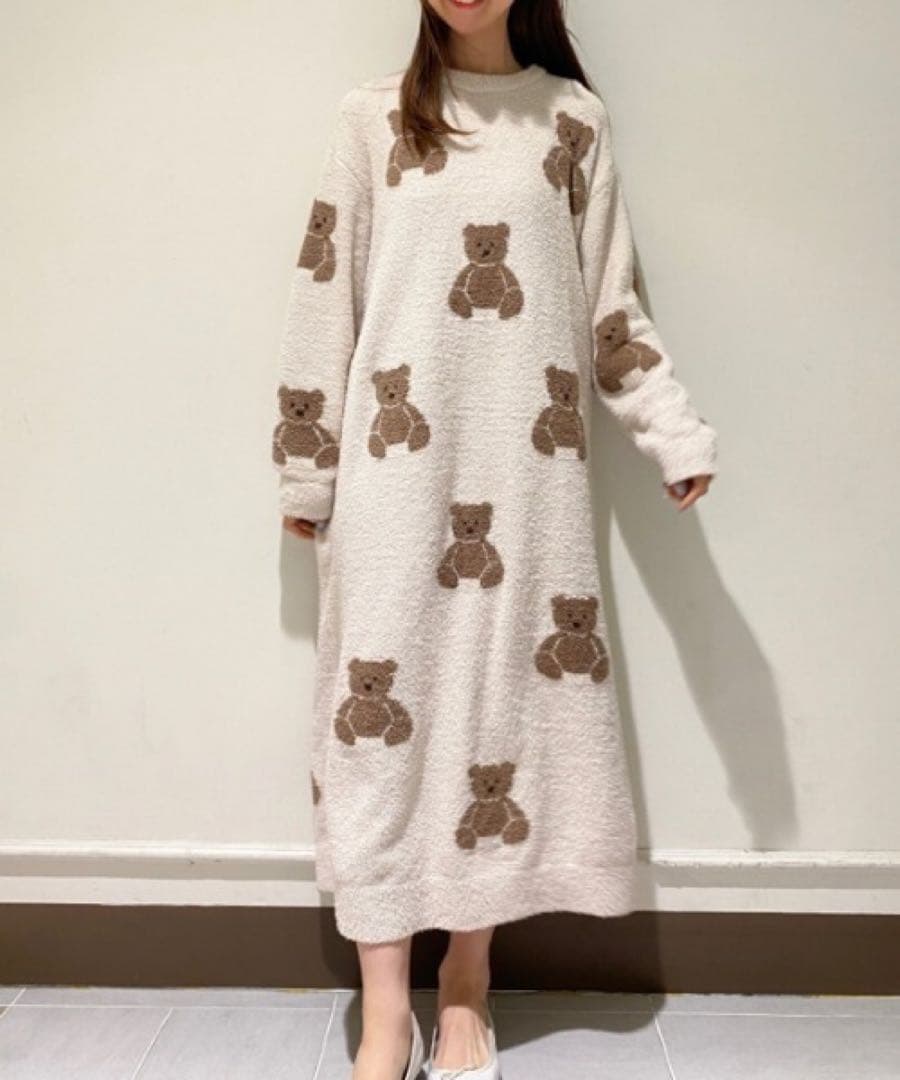 新品　ジェラートピケ　ベアジャガードドレス　ワンピース　ホリデー　ジェラピケ