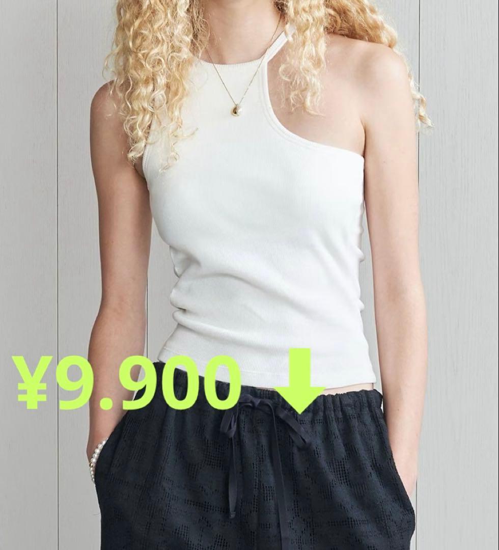 【新品】＜H BEAUTY&YOUTH＞コットンリブ アシンメトリータンクトップ