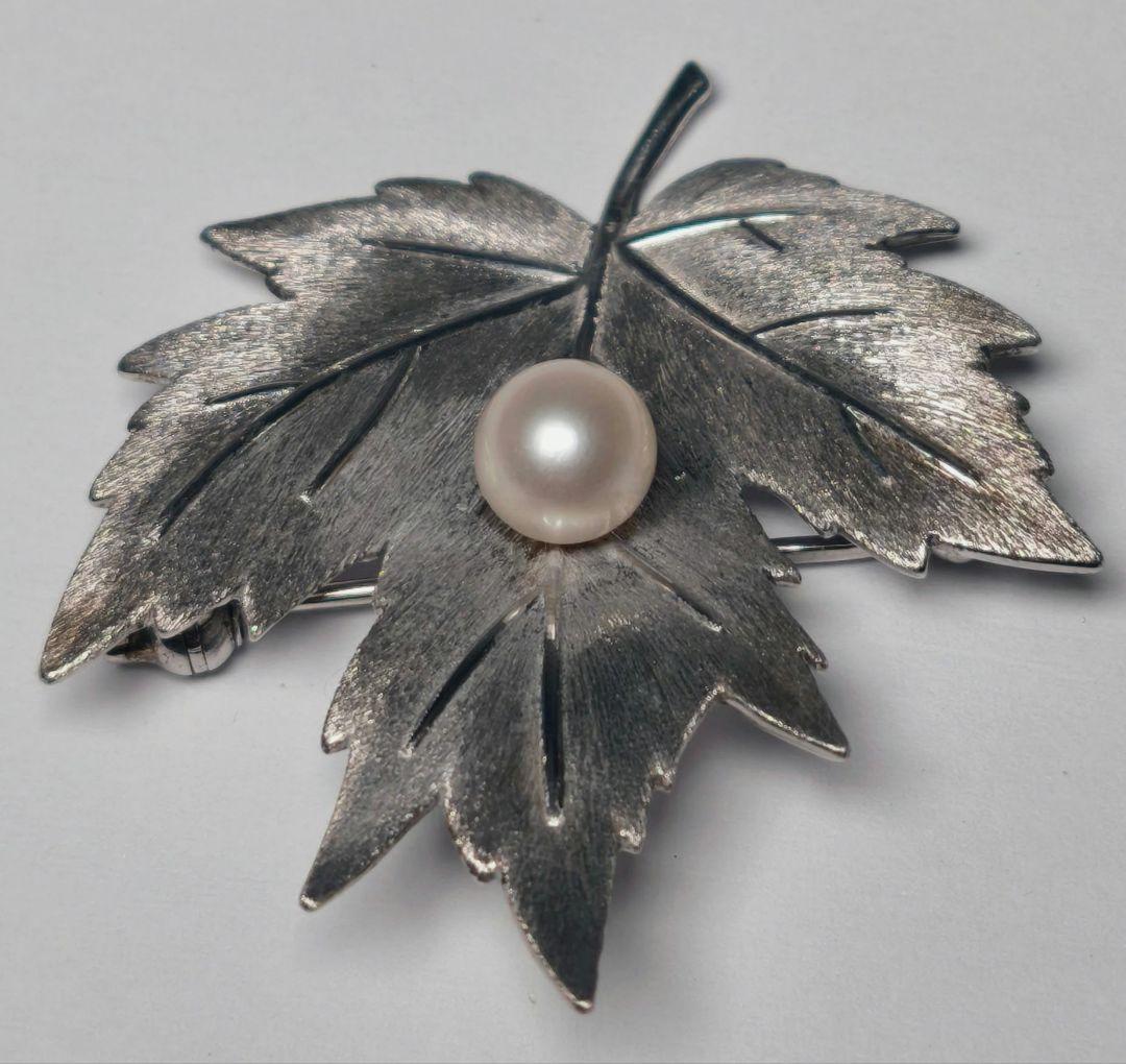 【美品 最高級】ミキモト ブローチ パール リーフ 1珠 皇室御用達 正規品