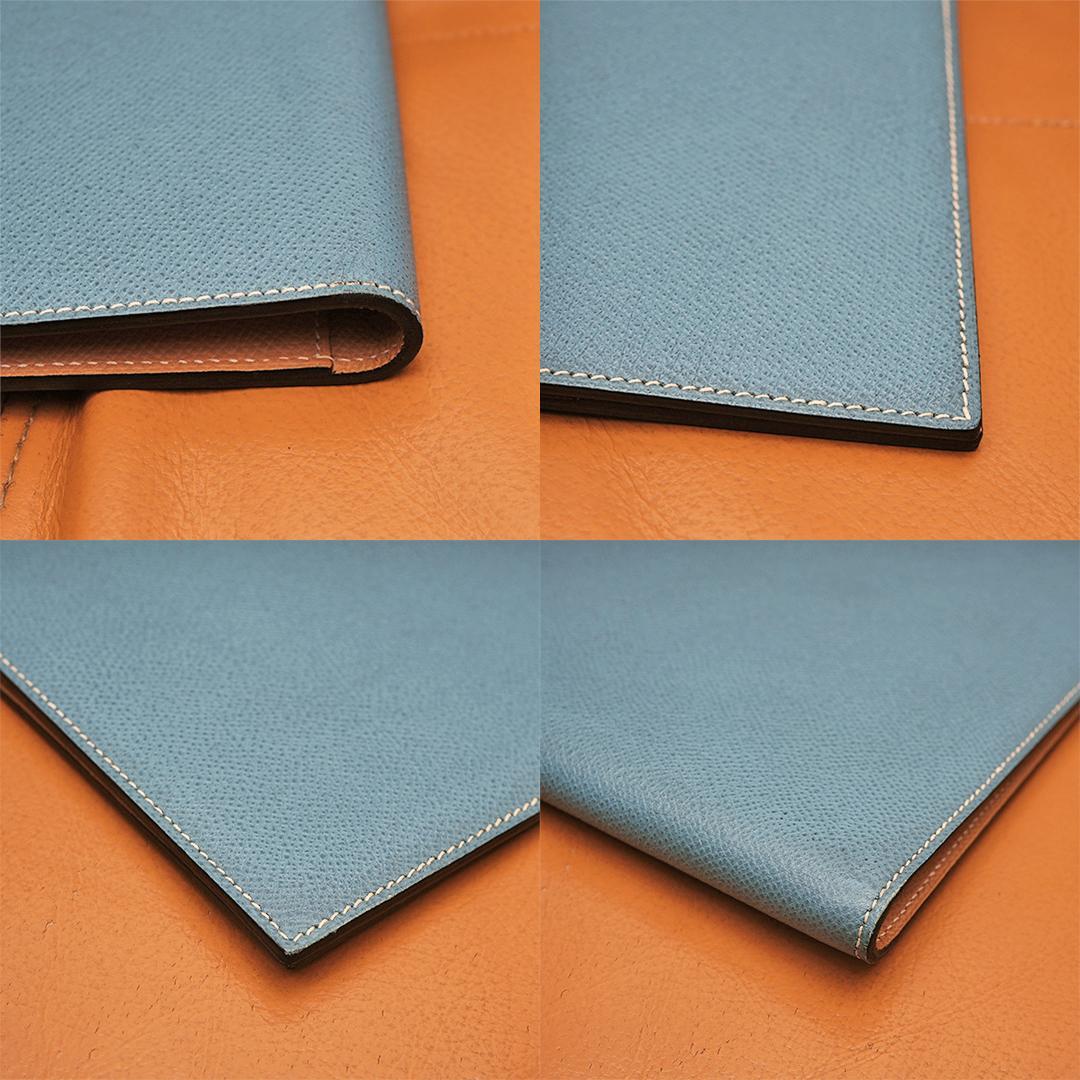 希少　美品　 エルメス A4　ノートカバー　バイカラー　アジェンダ ブルージーン