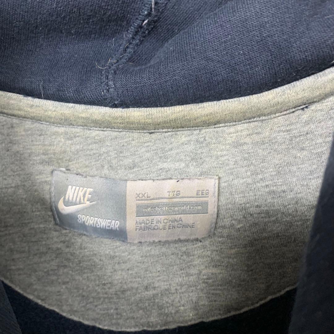 【レア3XL☆US輸入】ナイキ スウッシュロゴ刺繍スウェットパーカー ネイビー