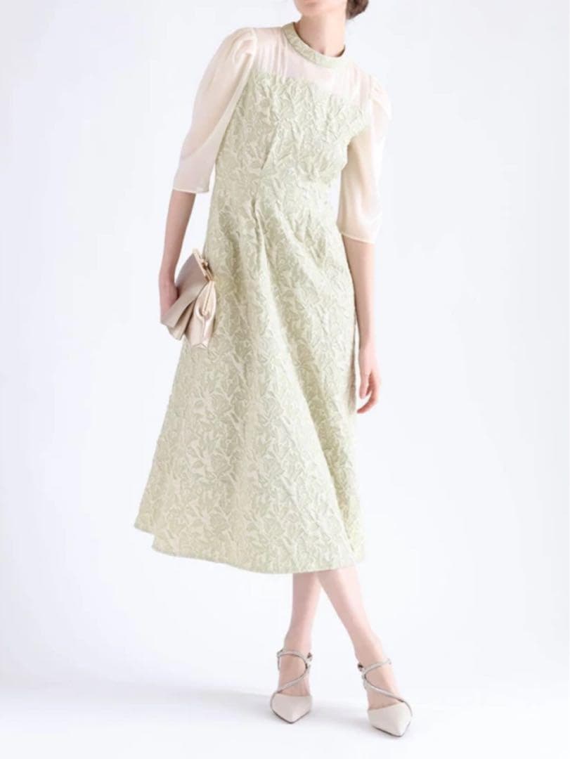 【新品未使用】Rire Fete ふくれジャガードバックリボンドレス ワンピース