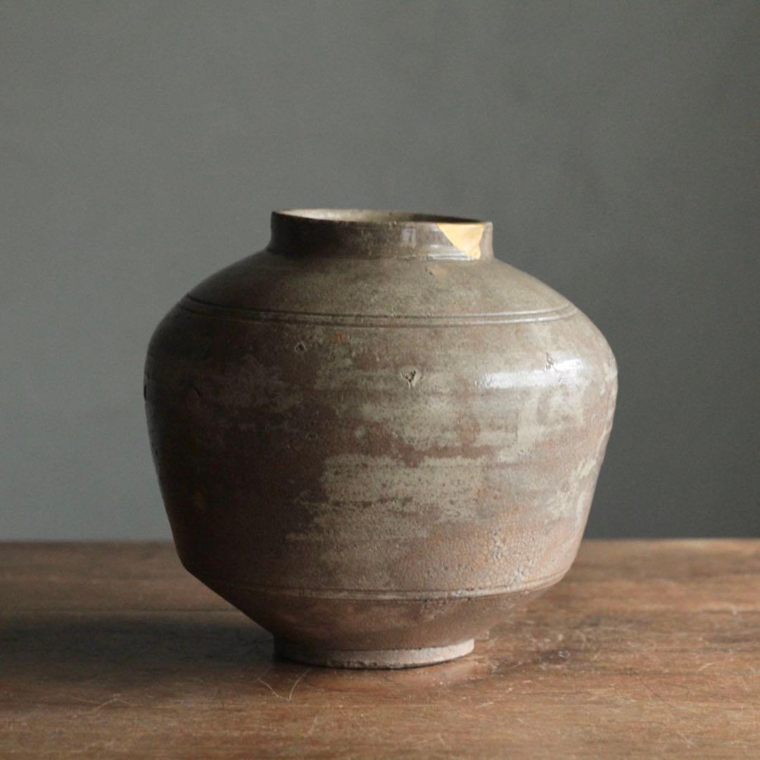 景色豊かな 李朝 壺 朝鮮美術 雨漏り手 古美術 古道具 アンティーク