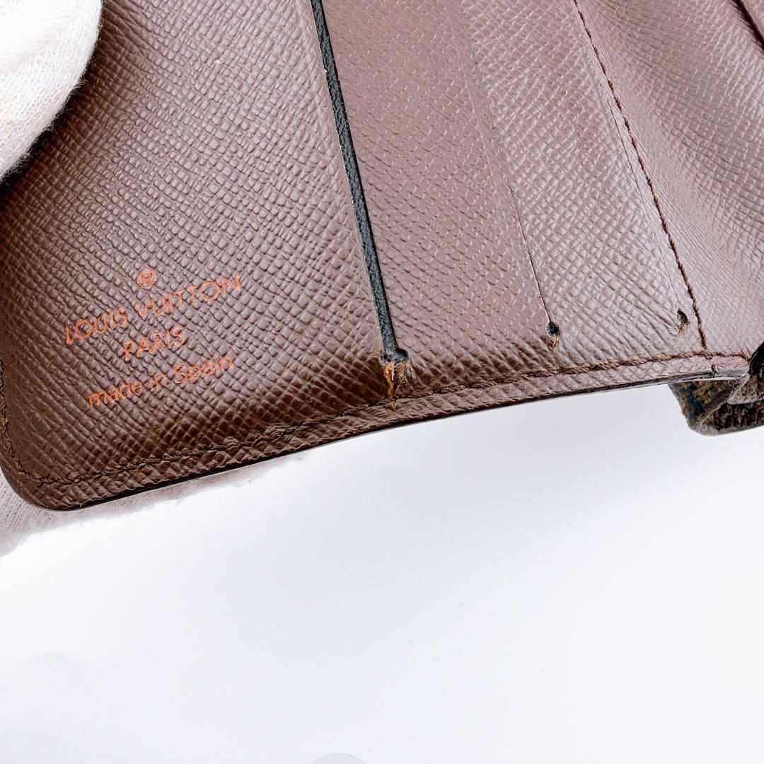 【美品】ルイヴィトン ダミエ コンパクトジップ エベヌ二つ折り財布