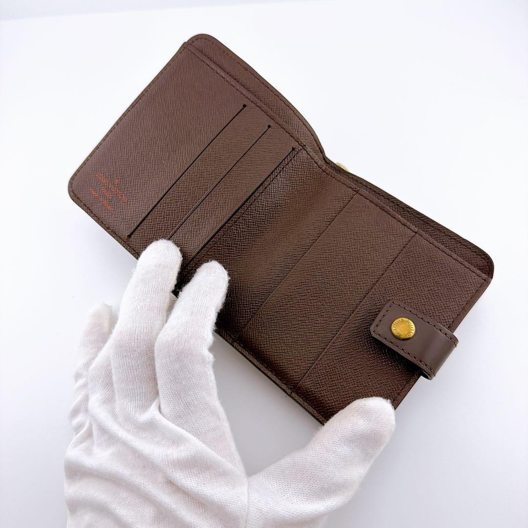 【美品】ルイヴィトン ダミエ コンパクトジップ エベヌ二つ折り財布