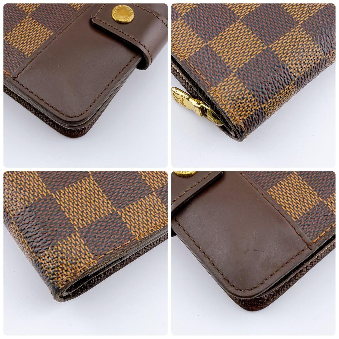 【美品】ルイヴィトン ダミエ コンパクトジップ エベヌ二つ折り財布