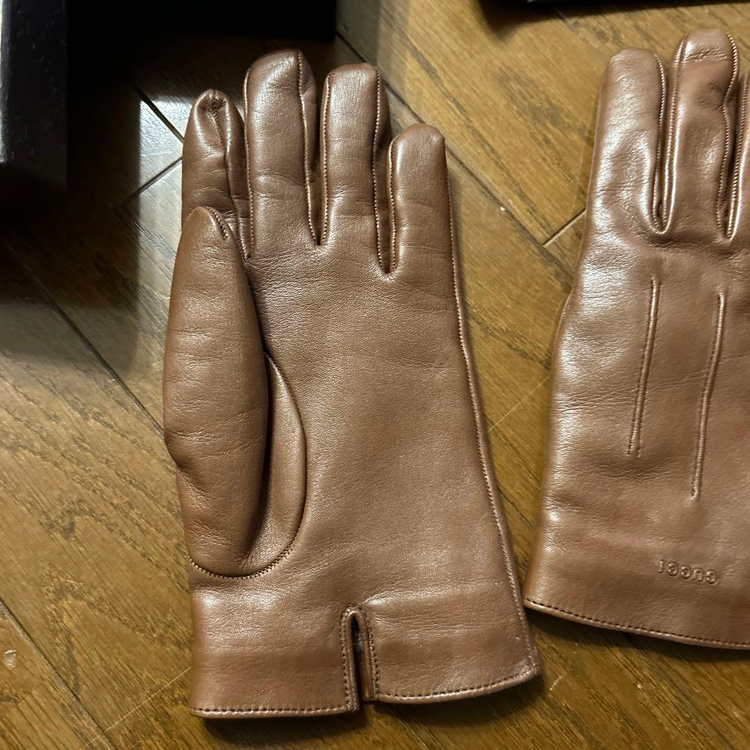 美品　GUCCI ブラウン レザー手袋