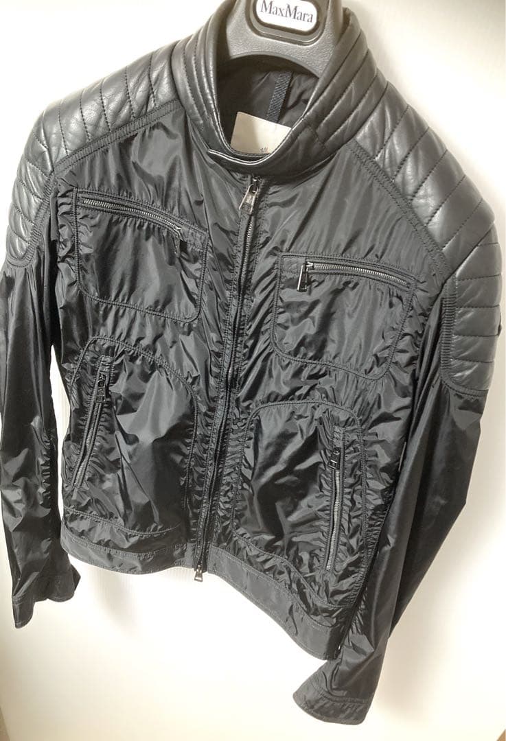 MONCLER レザー&ナイロン シングルライダース SALOMON