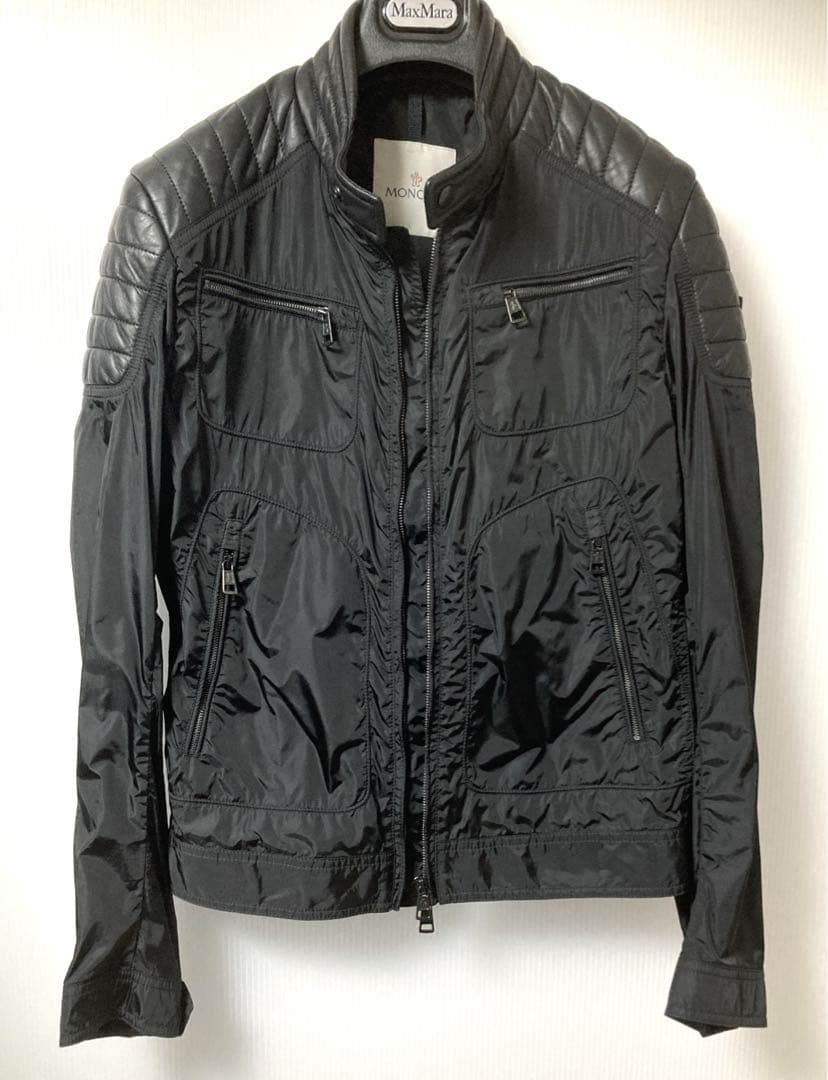 MONCLER レザー&ナイロン シングルライダース SALOMON