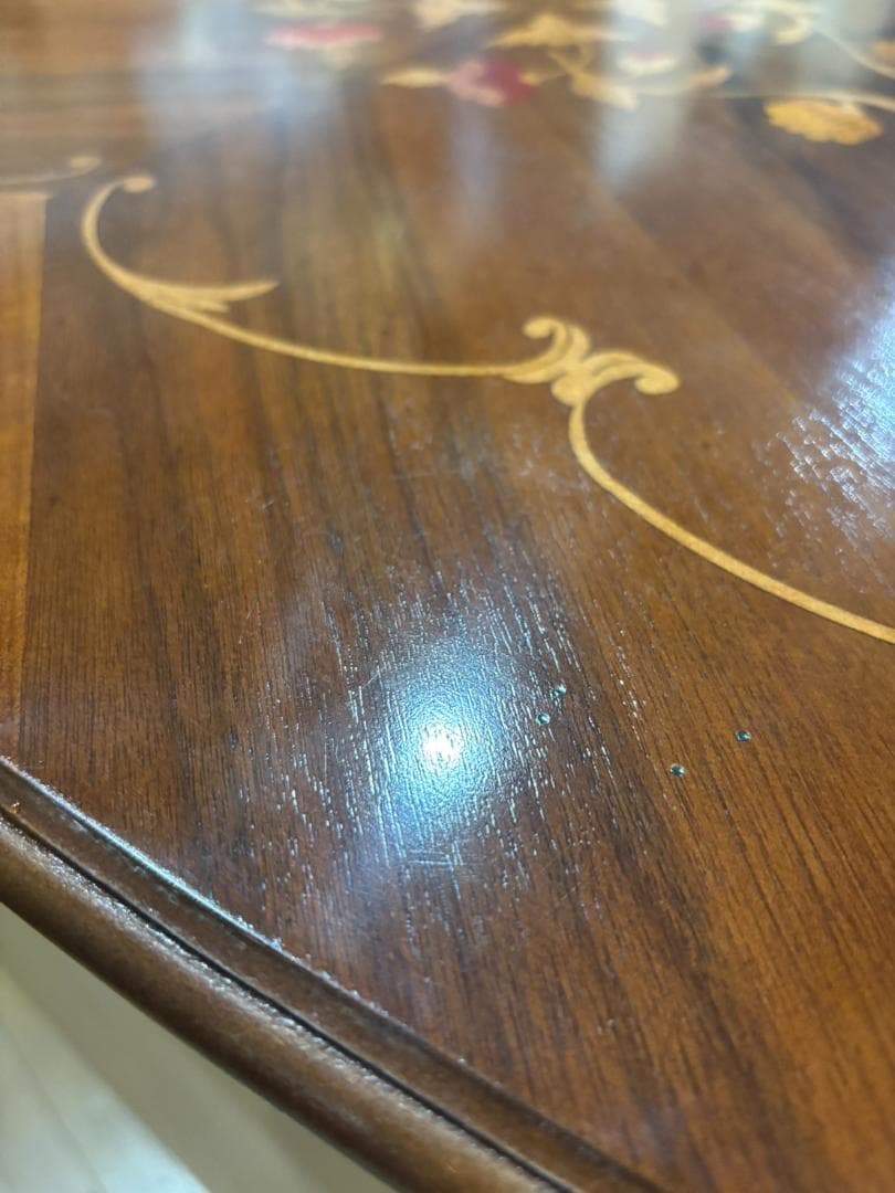 管01 イタリア リビングテーブル 117cm 象嵌 ヨーロピアン クラシック