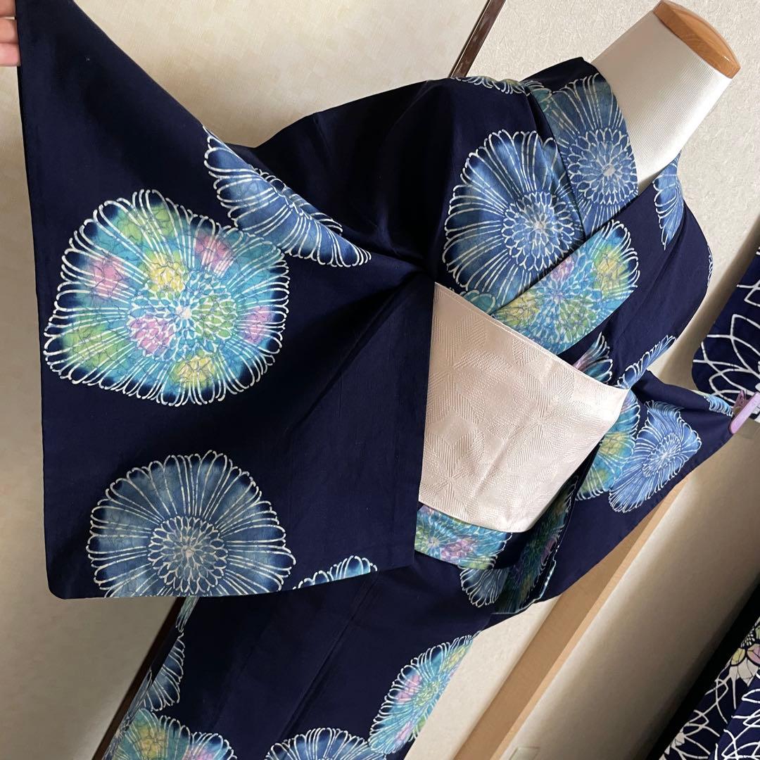 浴衣 単品 お祭り 花火大会 盆踊り 藍色 紺 大人 きもの 小紋