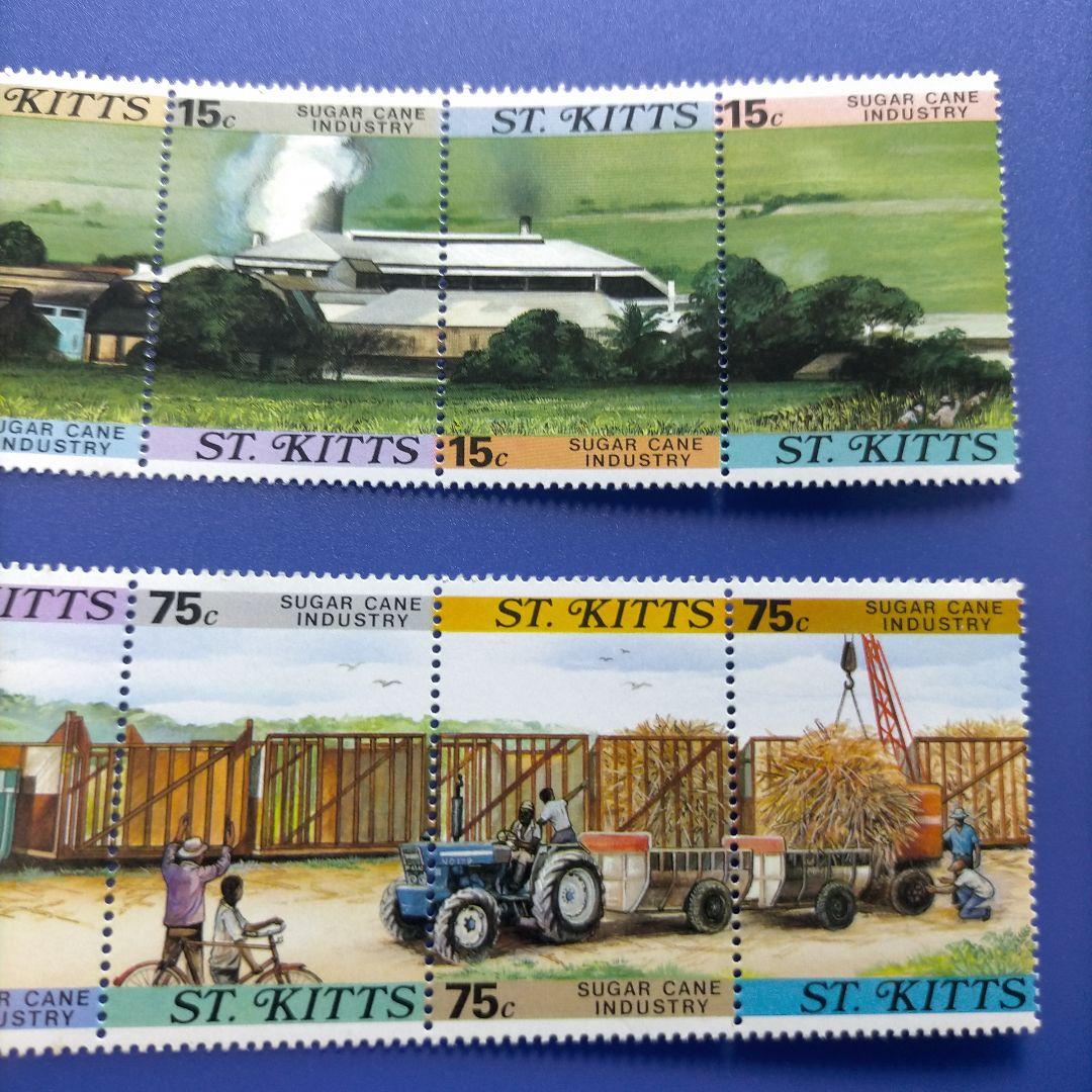 3783 外国切手 セントクリストファー・ネイビス 農業 輸送 鉄道 10種完