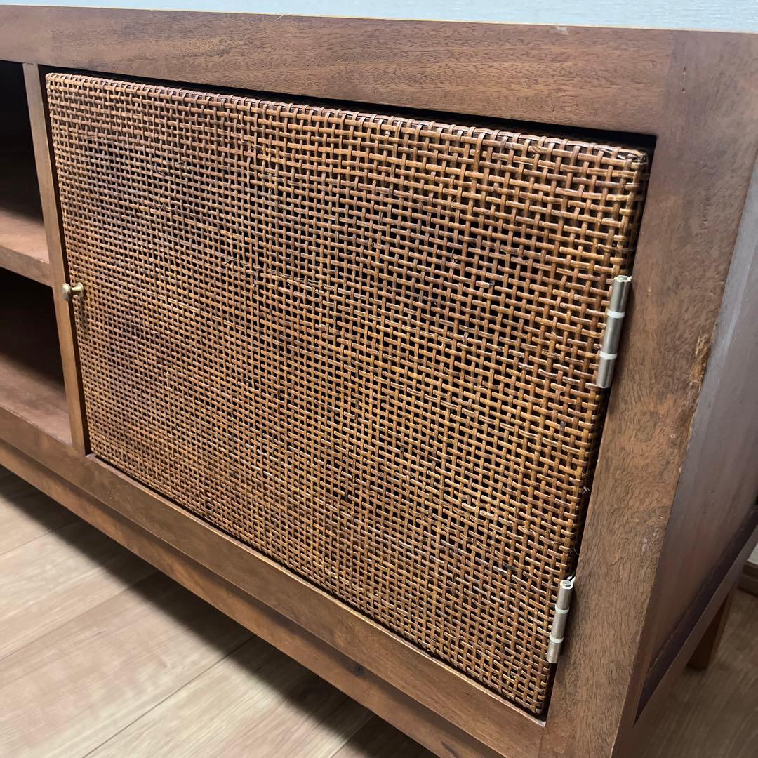 カユスタイル　木製ラタン扉付きテレビボード