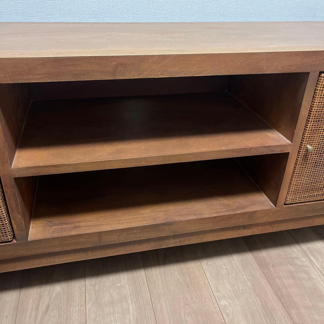 カユスタイル　木製ラタン扉付きテレビボード